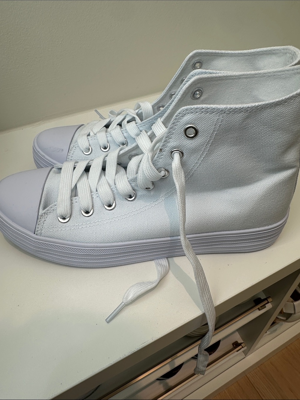 Classic White High-Top Canvas Sneakers - Women's